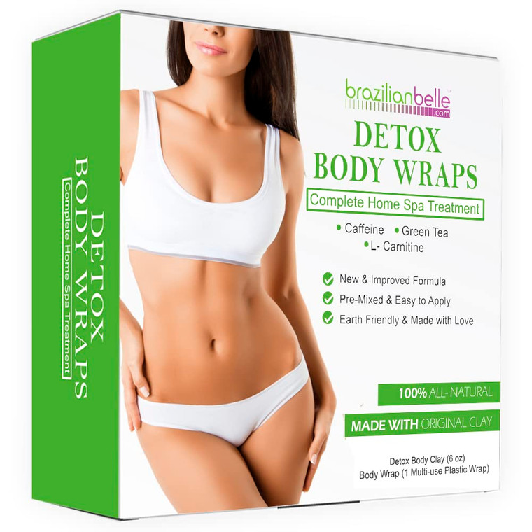 Brazilian Belle Detox Clay Body Wraps for Body Firming & Skin Tightening  Anti-Cellulite Stomach Wraps with Bentonite Clay & Aloe Vera  Complete Fi