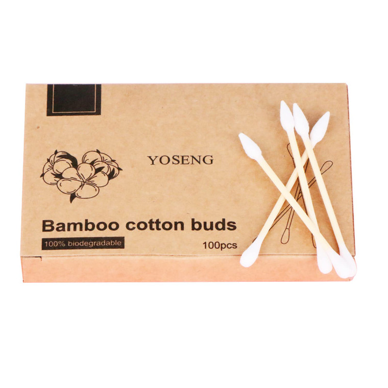 Natural Bamboo Cotton Swabs, Eco-Friendly & Biodegradable  Comfortable and Soft,Two Tip Buds 2 Different Cotton BudsBamboo Cotton Swabs for Ears C