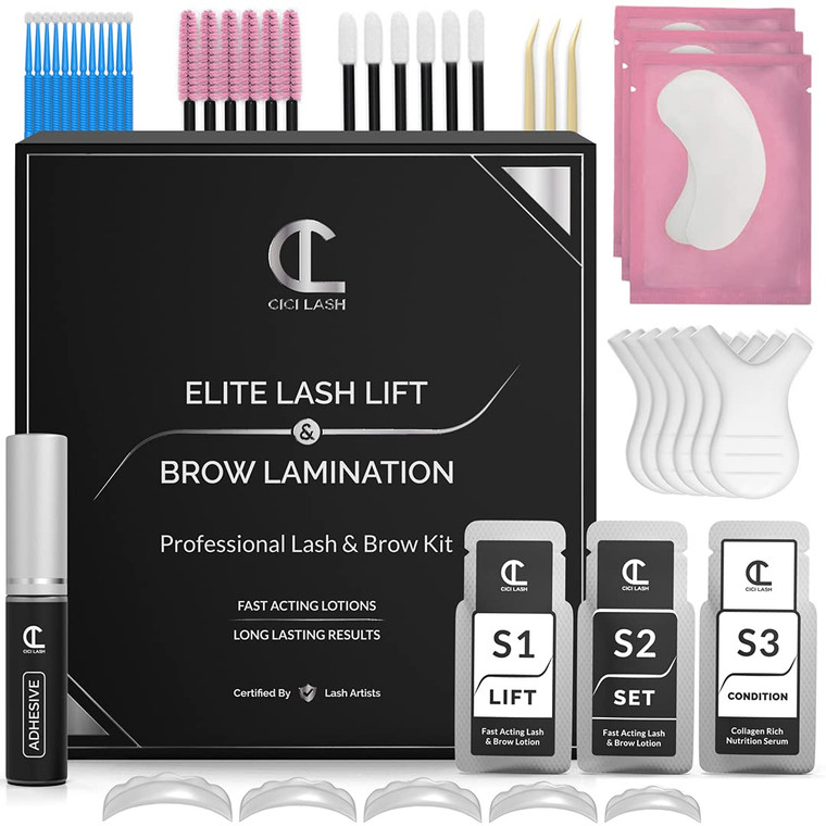 2 in 1 Lash Lift Kit and Brow Lamination Kit | Instant Perming, Lifting & Curling for Eyelashes & Eyebrows | Professional Salon Results Lasting 6-8 W