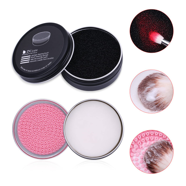 DUcare Makeup Brush Cleaner Makeup Brushes Solid Soap Cleanser with Color Removal Sponge Brush Cleaning Mat, Silicone Makeup Cleaning Cosmetic Cleane