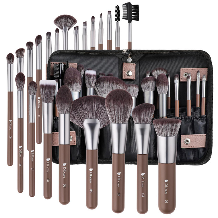 DUcare Makeup Brushes Professional with Bag 22Pcs Makeup Brush Set Premium Synthetic Kabuki Foundation Blending Brush Face Powder Blush Concealers Ey