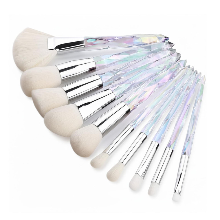 Kingtree Crystal Makeup Brush Set, 10PCS Sparkling Premium Makeup Brushes Professional Synthetic Bristles Foundation Blush Concealer Eyeshadow Makeup