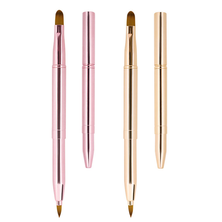 Unaone [2 Pack] Lip Brush for Lipstick, Retractable Lip Brushes, Dual-ended Makeup Brush for Lipstick Lip Gloss, Include Lid