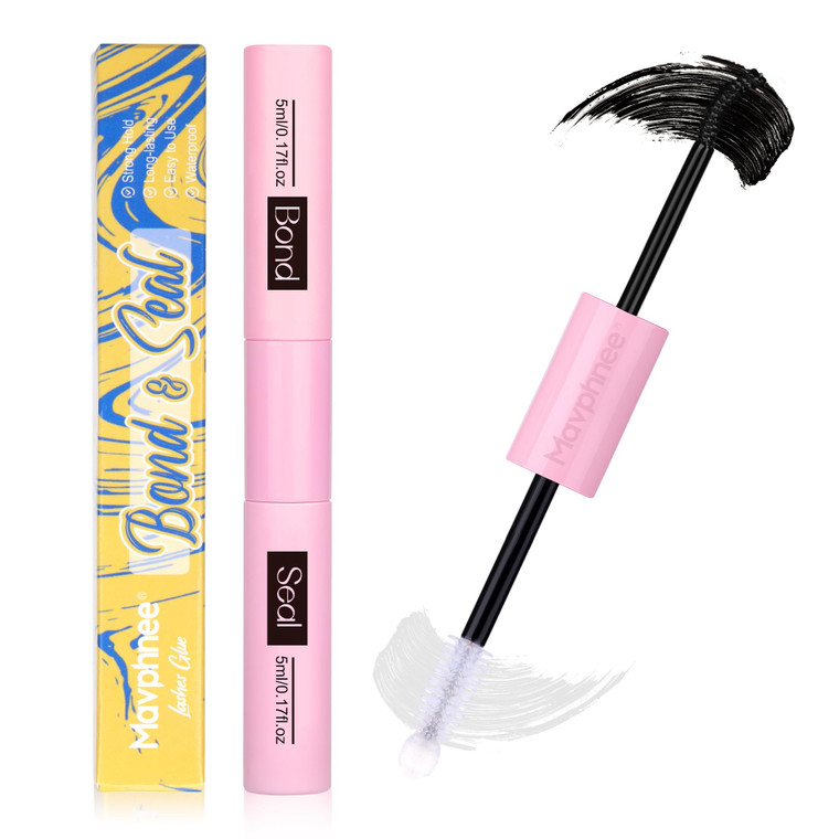 Lash Glue Bond and Seal Long Lasting Strong Hold Waterproof 2 in 1 Cluster Eyelash Glue for DIY Lash Extensions by Mavphnee
