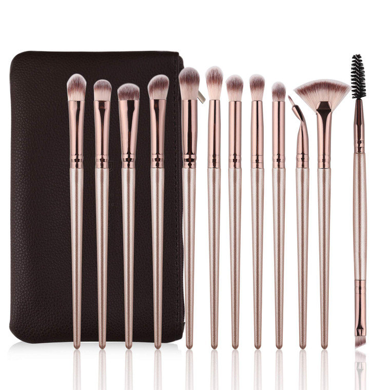 Daubigny Eye Makeup Brushes,12 PCS Professional Eye shadow, Concealer, Eyebrow, Foundation, Powder Liquid Cream Blending Brushes Set With Carrying Ba