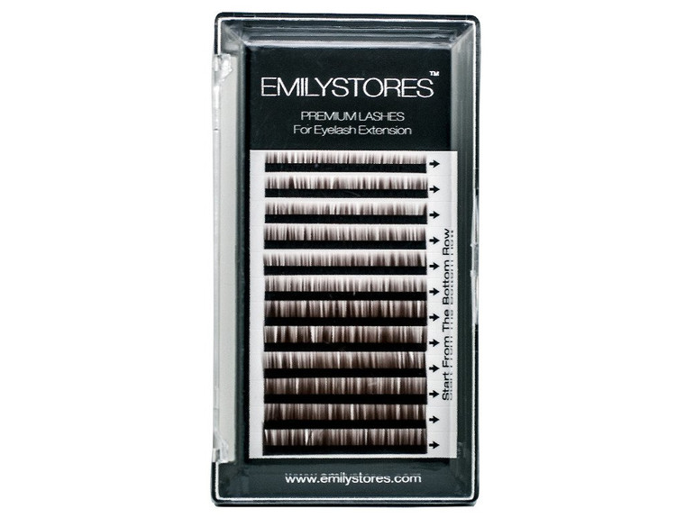 EMILYSTORES Lash Eyebrow Extensions Color Brown Thickness 0.10 mm Length 5/6/7/8MM Mixed Sizes One Tray