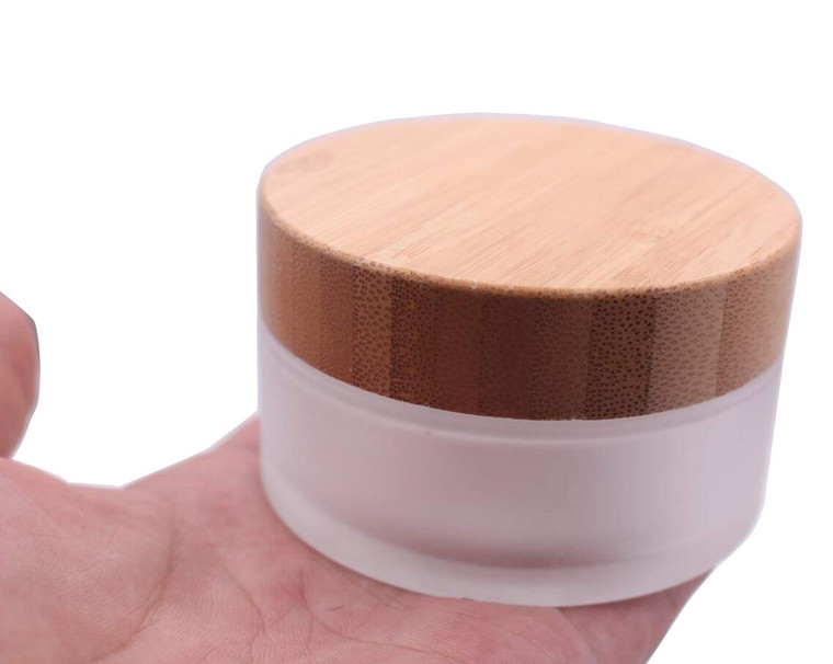 30g 30ml Environmental Bamboo Lid Frosted Glass Bottle Cream Jars Empty Cosmetic Comtainer 1pcs