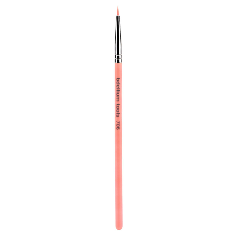 Bdellium Tools Professional Makeup Brush - Pink Bambu Series 706 Fine Point Eyeliner - With Soft Synthetic Fibers, For Ultra-Fine Detail and Lining (
