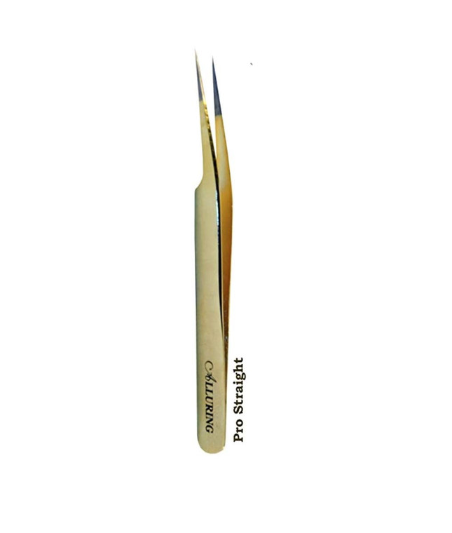 Alluring Gold Tweezers for Eyelash Extension - Pro Straight