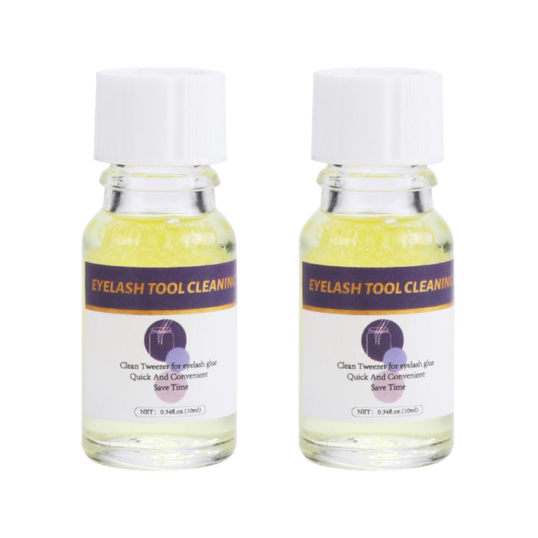 2 Pcs Eyelash Extension Tweezers Cleaning Tool with Liquid Remover and Sponge Ball Eyelash Curler Cleaner Tweezers Cleaning Tool Kit for Lash Extensi