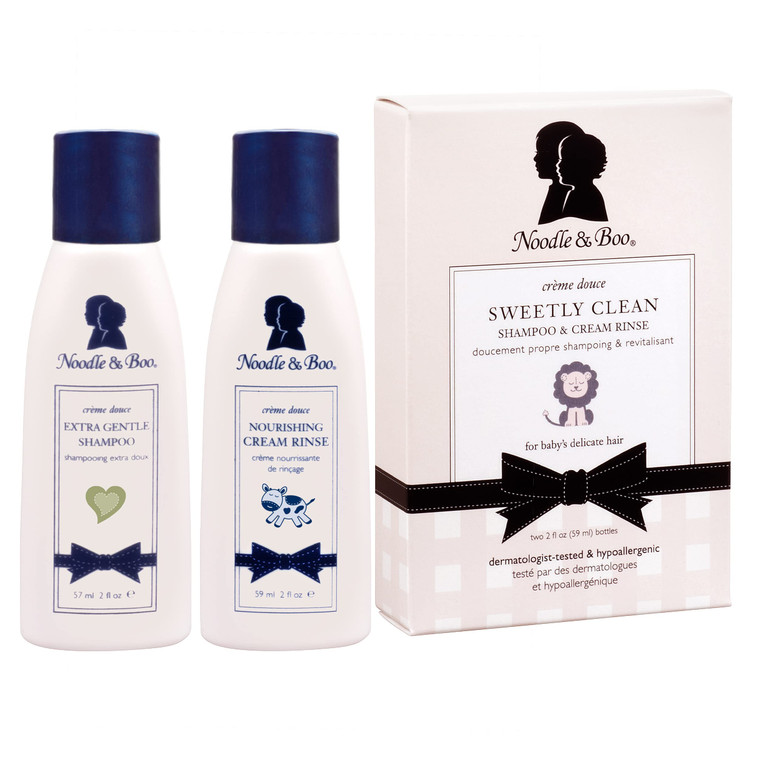 Noodle & Boo Sweetly Clean Shampoo & Cream Rinse Bath and Shower Bundle for Newborn and Baby, 2 count