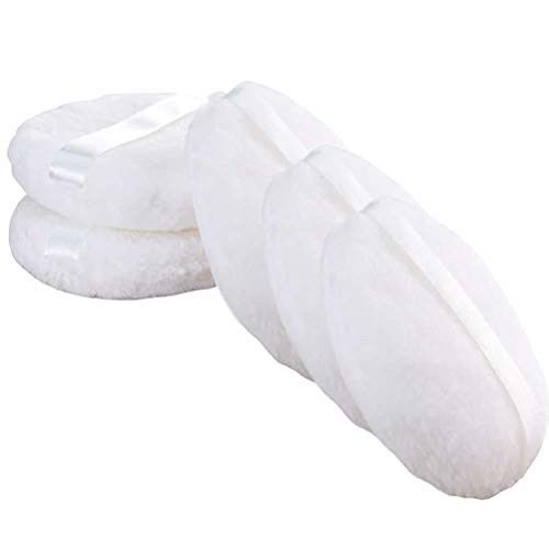 Joly Large Loose powder Puff, 4.3'' XL Body Puff with Ribbon (10.9cm) (5PCS)