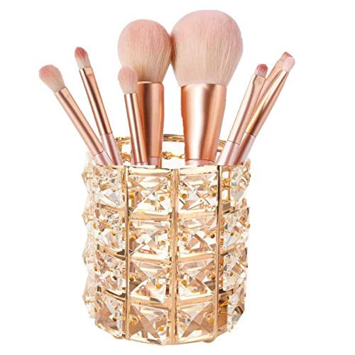 KDDOM Crystal Makeup Brush Holder Organizer Eyebrow Comb Brushes Pen Pencil Cup Container Cosmetic Storage Organizer,Handcrafted Cosmetics Brushes Cu