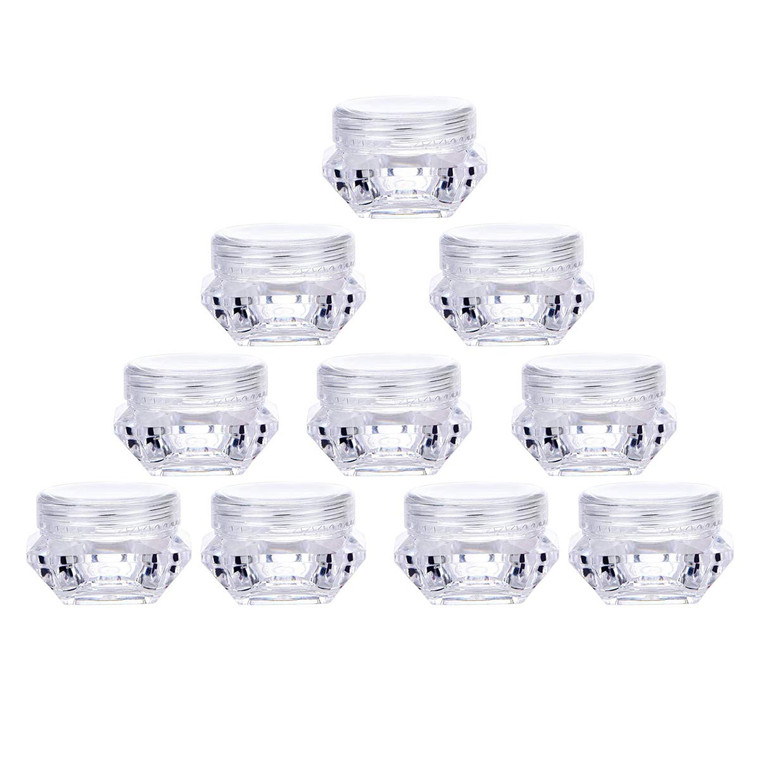 100Pcs Clear Refillable Empty DIY Cosmetic Pot Jars Case Diamond-shape Sample Bottles Vials Container for Eye Shadow Nails Powder Jewelry Makeup Crea