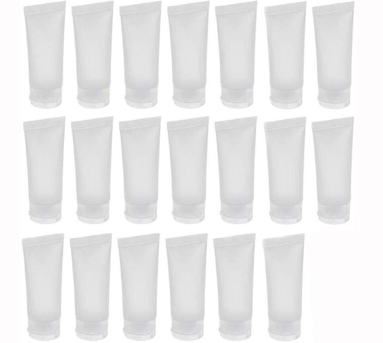 ericotry 20PCS 20ml/0.67oz Clear Empty Refillable Plastic Soft Tubes Cosmetic Sample Bottles Jars Makeup Travel Containers for Lip Balms Lip Gloss Sh
