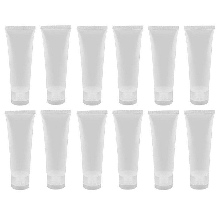24PCS 50ml/1.7oz Empty Refillable Clear Plastic Squeeze Soft Tubes with Flip Cover Lotion Bottle Travel Sample Packing Cosmetic Makeup Container Stor