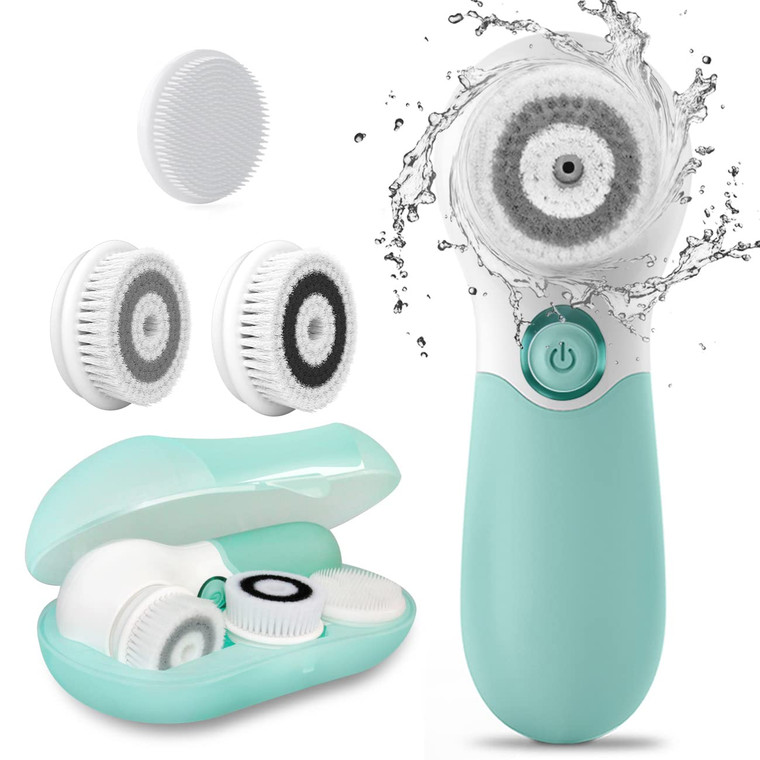 Facial Cleansing Brush Electric Facial Exfoliating Massage Brush with 3 Cleanser Heads and 2 Speeds Adjustable for Deep Cleaning, Removing Blackhead,