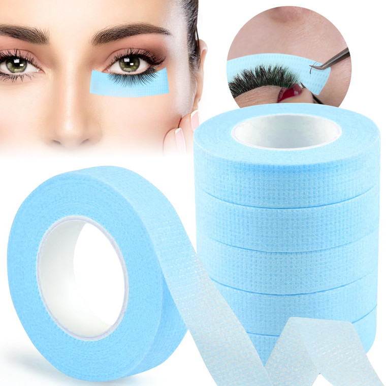 6 Rolls Eyelash Extension Tape EBANKU Adhesive Breathable Blue Lash Tape Micropore Fabric Under Eye Tape for Eyelash Extension Supply 10 Yard Each Ro