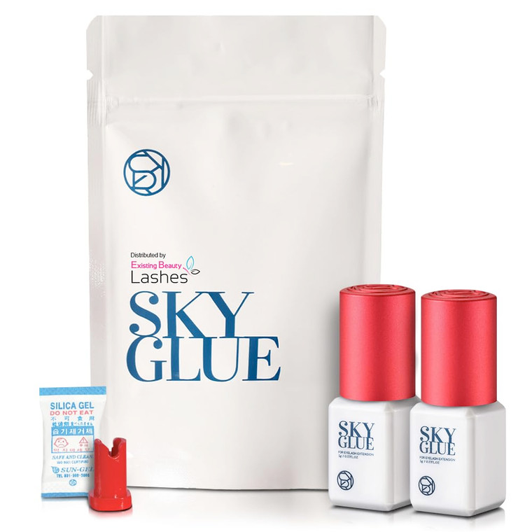 2 Pack Sky Glue S+ Eyelash Extension Glue Professional Use Only - Extra Strong Lash Extensions Adhesive 6-7 Weeks Retention and 1-2s Dry, Long Lastin
