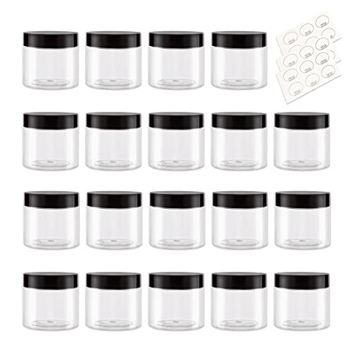 ZEJIA 20 Gram Plastic Cosmetic Jars with Lids, 20 Pieces Small Cosmetic Containers, Travel Size Sample Containers, Round Travel Jars for Lotions, Pow