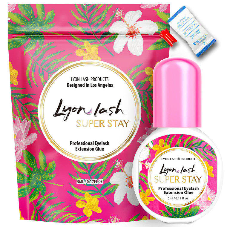 Lyon Lash Super Stay 5ml Eyelash Extension Performance Glue | 0.5 Sec Dry Time | Up to 8 Weeks Retention | Black Adhesive Supplies for Professional U