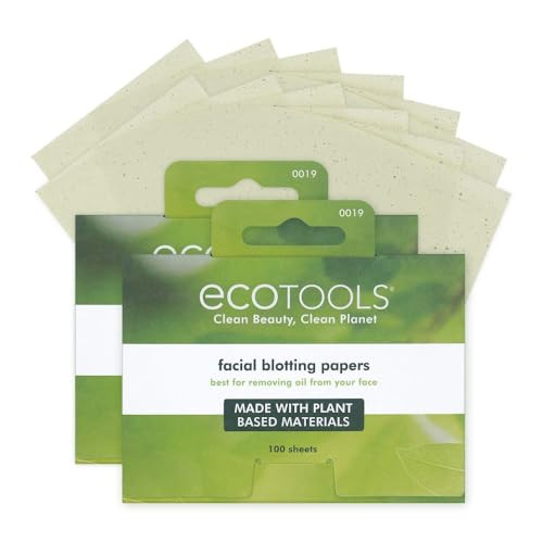EcoTools Natural Oil Absorbing Facial Blotting Papers, Plant-Based Materials, Makeup Friendly, Removes Excess Oil, Travel Sized, Easy To Use, Perfect