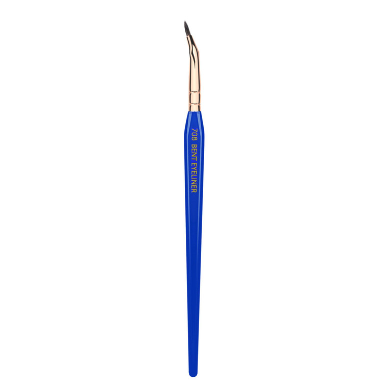 Bdellium Tools Professional Makeup Brush - Golden Triangle 708 Bent Eyeliner - With All Vegan and Soft Synthetic Fibers, For Smooth Application (Blue