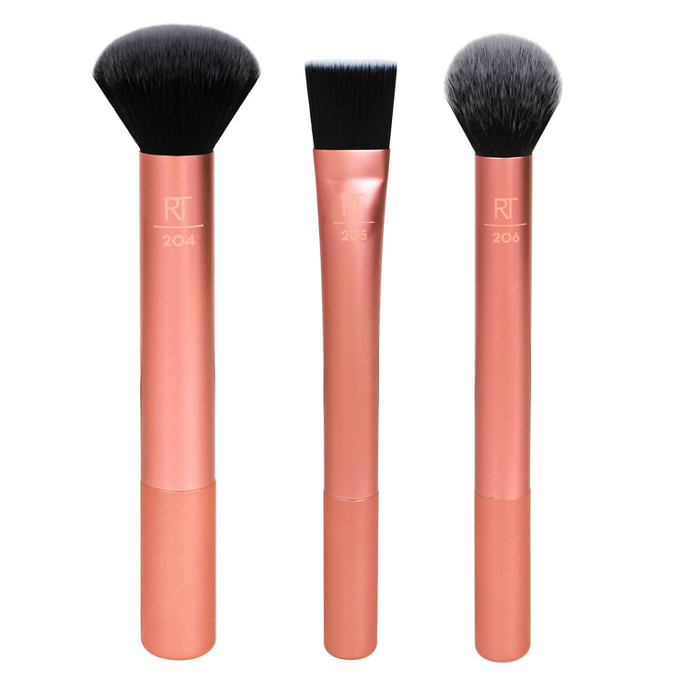 Real Techniques Flawless Base Makeup Brush Kit 2.0, Face Brush Set for Liquid, Cream, & Powder Products, Bronzer & Foundation, Streak Free Makeup App