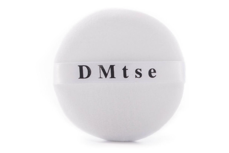 DMtse Round Jumbo Velour Powder Puff w Ribbon 4.25" Diameter White