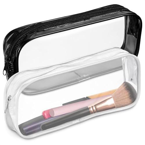 Small Makeup Bag for Purse  2 Pcs Clear Zipper Pouches, Soft, Elastic, Waterproof Plastic Small Cosmetic Bag for Purse, Space-Efficient, Stylish Des