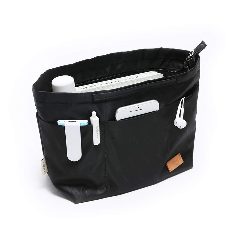 iN. Multi-Pocket Travel Handbag Organizer Insert Large for Tote Bag Purse Liner Insert Organizer with Handles (Large, Black)