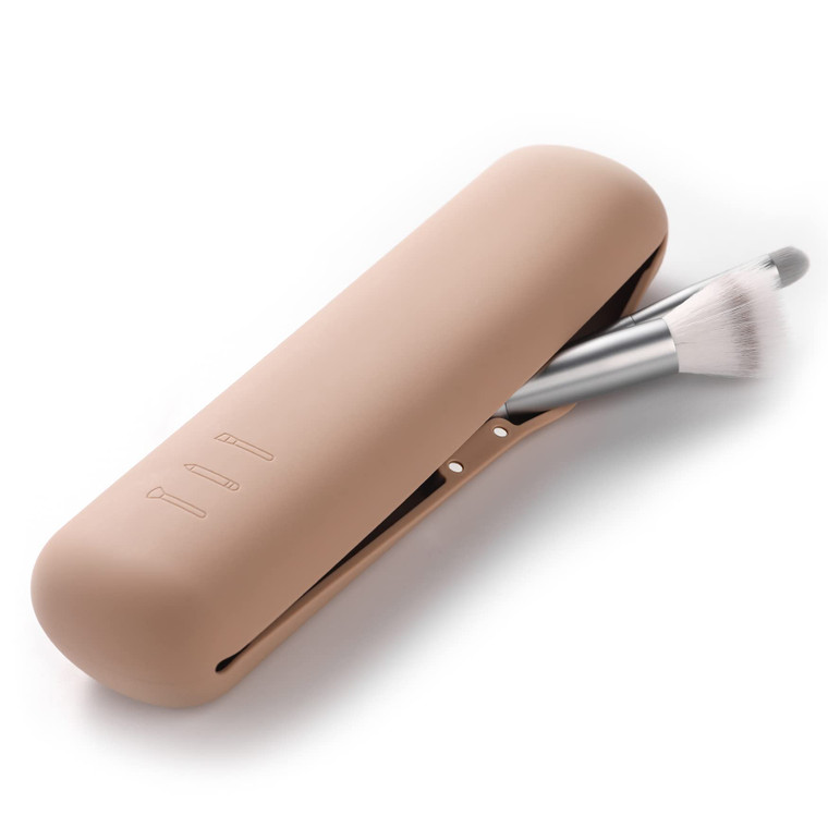 FERYES Large Travel Makeup Brush Holder, Magnetic Anti-fall Out Silicon Portable Cosmetic Face Brushes Holder, Soft and Sleek Makeup Tools Organizer