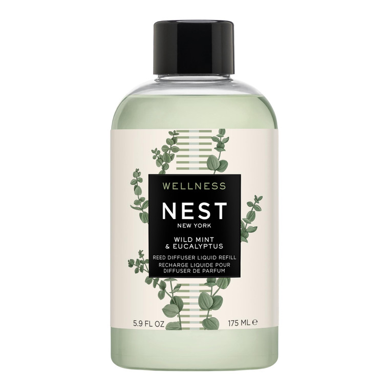 NEST New York Reed Diffuser Liquid Refill, Wild Mint & Eucalyptus - 5.9 fl oz - Fragrance for Up to 90 Days - Flame Free