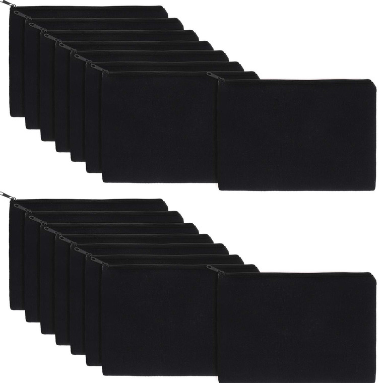 meekoo 16 Pack Blank Canvas Pouch Zipper Cosmetic Bag Bulk Plain Makeup Pouch Sublimation DIY Craft Multipurpose Travel Toiletry Bag for Makeup Cosme