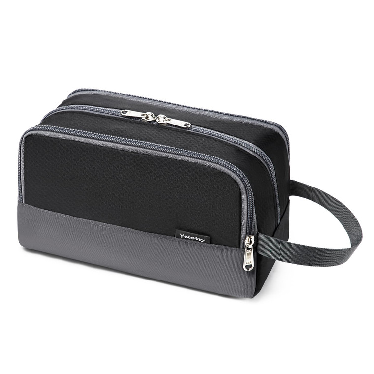 Yeiotsy Boys Toiletry Bag - Kids Travel Dopp Kit with Mesh Pockets, Compact Organizer for Gym, Camping, Hiking (Black)