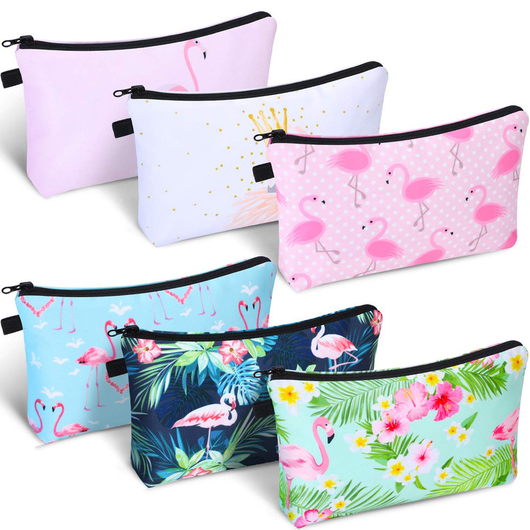 Chuangdi 6 Pieces Makeup Bag Toiletry Pouch Waterproof Cosmetic Bag with Zipper Travel Packing Pouch 8.7 x 5.3 Inch Small Cosmetic Organizer Accessor