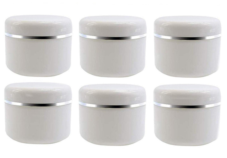 50ml 1.67oz White Silver Edge Empty Refillable Cosmetic Plastic Jars with Dome Lid Make Up Face Cream Lip Balm Lotion Storage Container Travel Case B