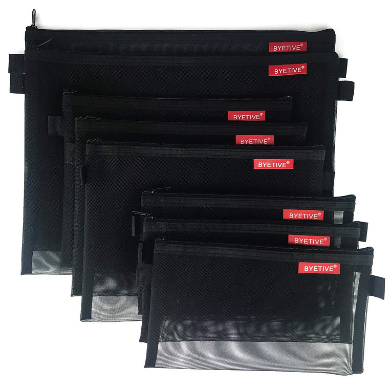 BYETIVE Mesh Cosmetic Bag Mesh Makeup Bag Set Nylon Bag With Zipper Toiletry Beauty Storage Bags Zipper Pouch Cosmetic Organizer Travel Accessories K