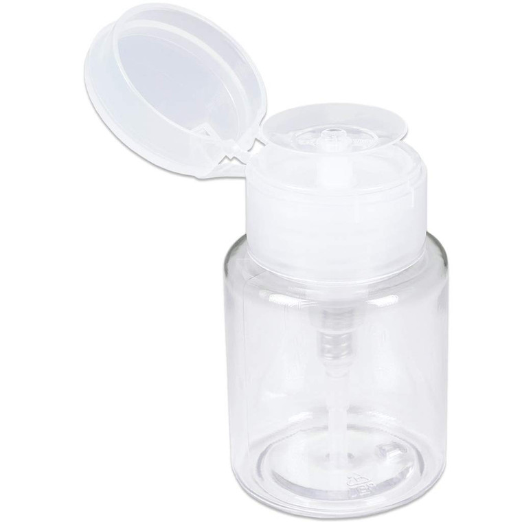 PANA 3oz Push Down Pump Dispenser Flip Top Cap Refillable Empty Bottle - Color: Clear - Lockable Travel Cosmetic Packaging Empty Bottle for Nail Poli