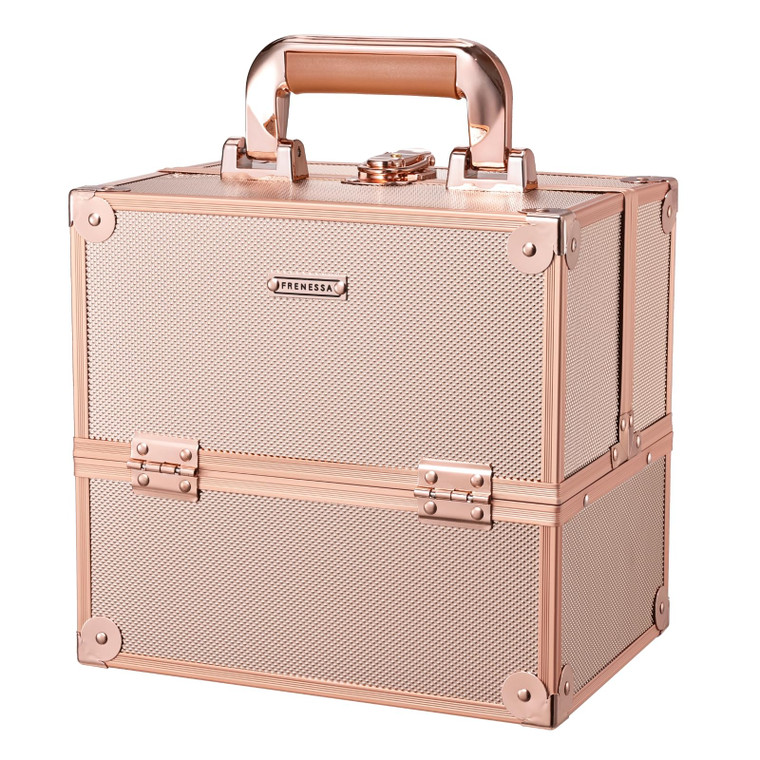 FRENESSA Makeup Train Case Makeup Case Travel Cosmetic Box Organizer Portable Make Up Box with Dividers Lockable for Artist Nail Sewing Vanity Storag
