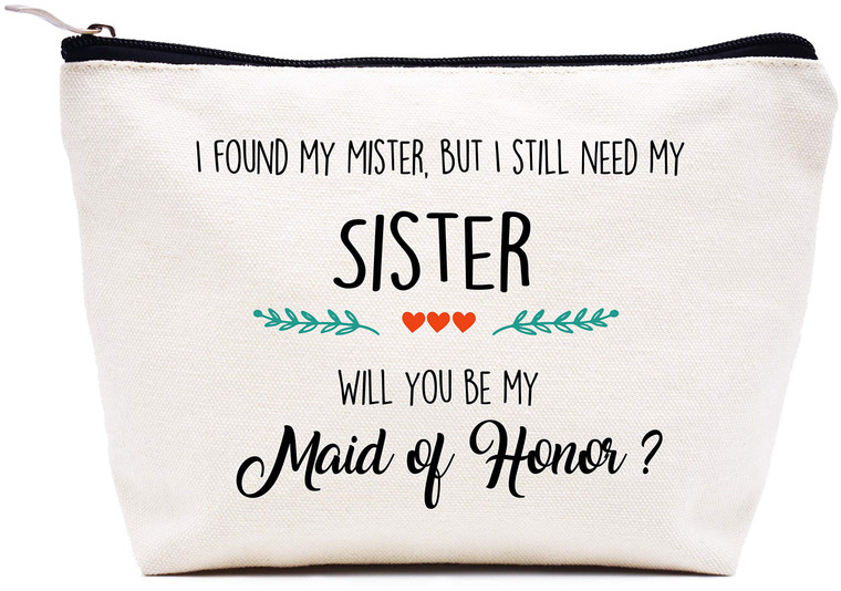 Makeup Bag Gift for Maid of Honor-Cosmetic Bag Present for Bridesmaid Will You Be My Maid of Honor Bridal Shower Bachelorette Party Gifts for Friends