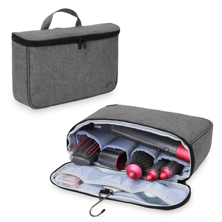 Teamoy Travel Storage Bag Compatible with Dyson Airwrap Styler, Portable Travel Organizer for Airwrap Styler and Accessories, Top-Opened, Gray