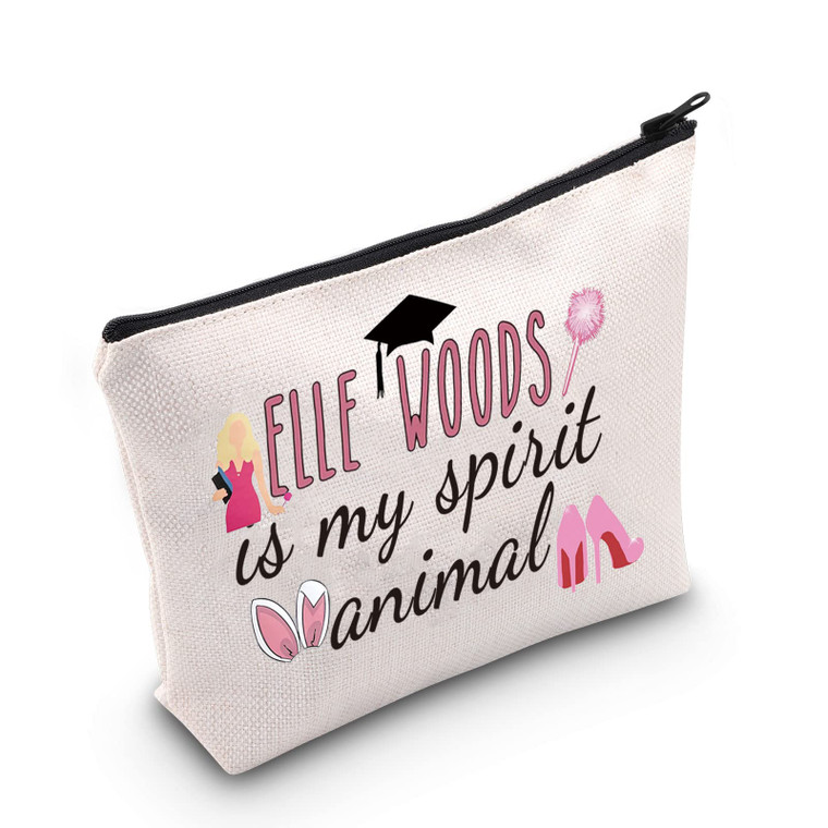POFULL Movie Inspired Gift Law Student Makeup Bag Elle is My Spirit Animal Cosmetic Bag Attorney Gift (Woods is My Spirit Animal bag)