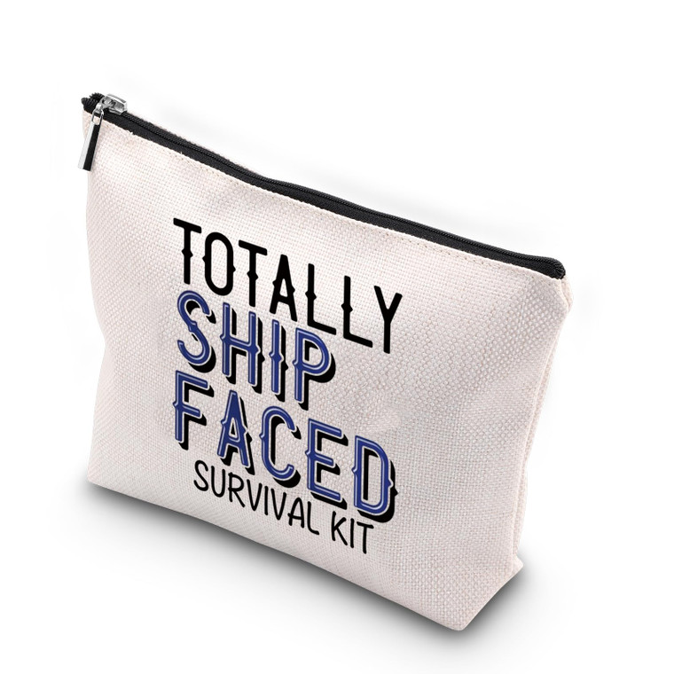 WCGXKO Cruise Trip Gift Cruise Bachelorette Party Favor Totally Ship Faced Zipper Makeup Bags Travel Toiletry Bag Accessories (Totally Ship Faced)