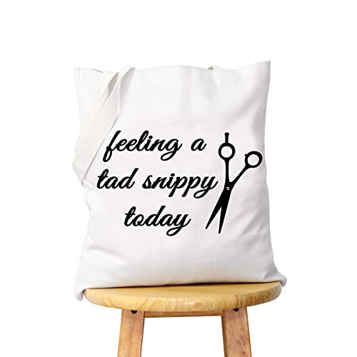 WCGXKO Funny Hairdresser Gift Cosmetology Graduation Gift Feeling A Tad Snippy Today Hairstylist Supplies (Feeling a tad snippy today tote)