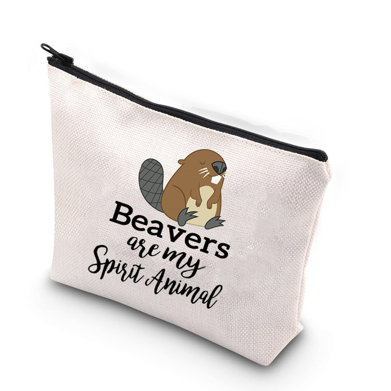 WCGXKO Beaver Lover Gift Beavers Are My Spirit Animal Zipper Pouch Makeup Bag (Spirit Animal Beavers)