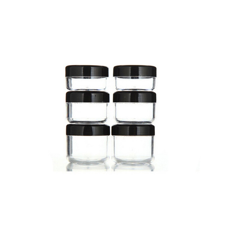 yueton 6Pcs Empty Clear Boday Black Top Lid Plastic Sample Containers 10/15/20Gram Size Cosmetic Containers Pot Jars Eyshadow Container Lot