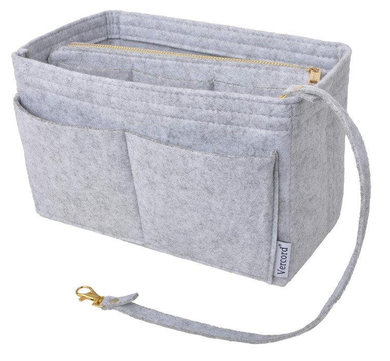 Vercord Felt Organizer Insert For Purse Handbag Tote Bag In Bag Inside Shaper Divider Neo Grey Large