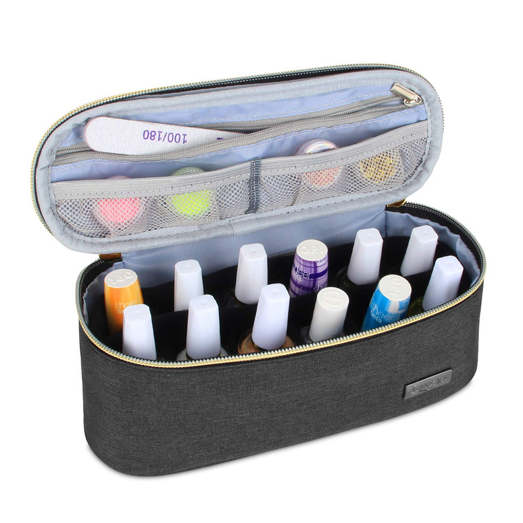 Luxja Nail Polish Organizer - Holds 12 Bottles (15ml - 0.5 fl.oz), Nail Polish Case for Polish and Small Tools, Black