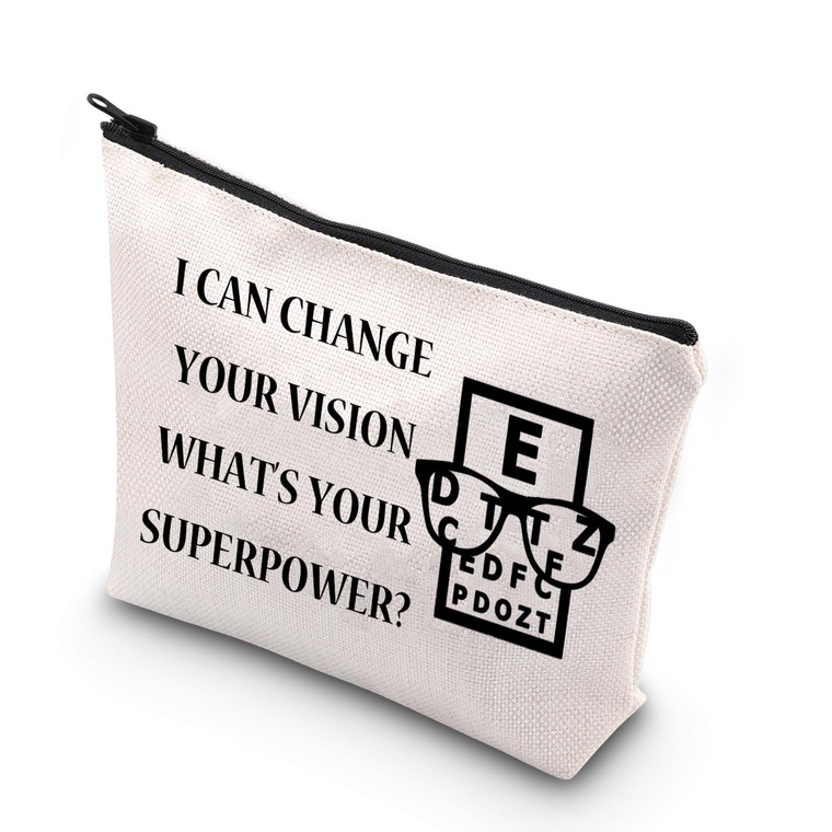 BDPWSS Funny Optometry Gift Optometrist Makeup Bag Eye Doctor Vision Gifts For Optician Ophthalmic Assistant Gift Ophthalmologist Gift (Change your v